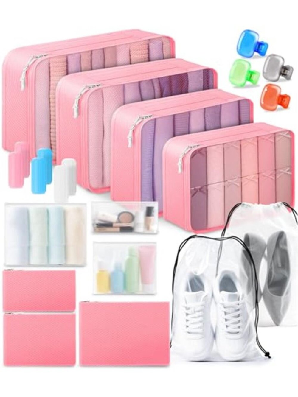 Travel Packing Cubes Set Luggage Organizer Toiletry Bag Shoe Bag 22 Piece